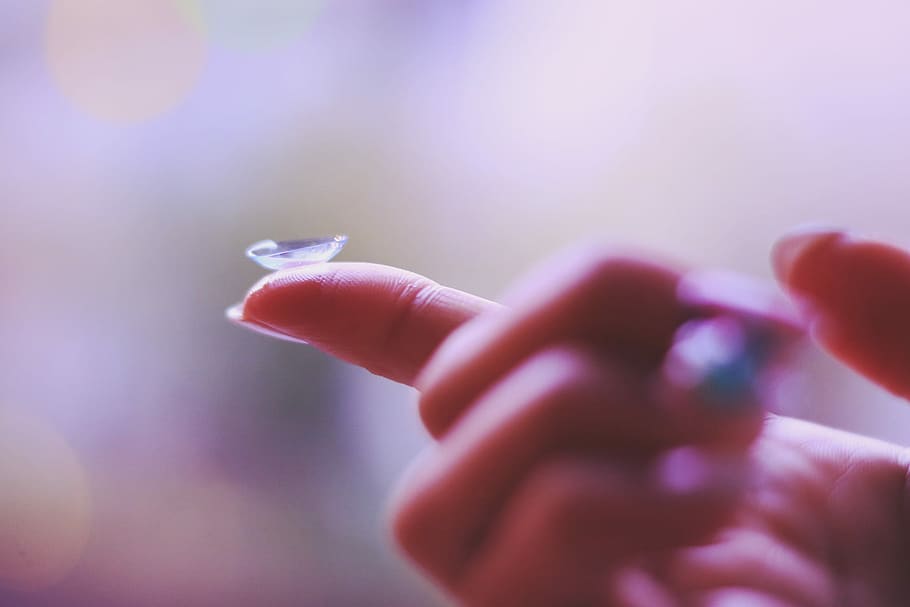 contact lens on tip of persons index finger, human Hand, close-up, HD wallpaper