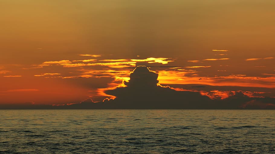 cloud mood, sea, sky, sunset, clouds, evening sky, croatia HD wallpaper