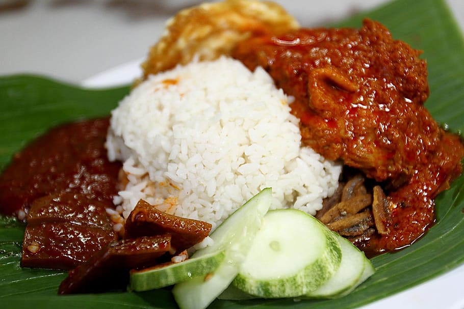 food, nasi lemak, asia, malaysia, dish, meal, spicy, sambal, HD wallpaper