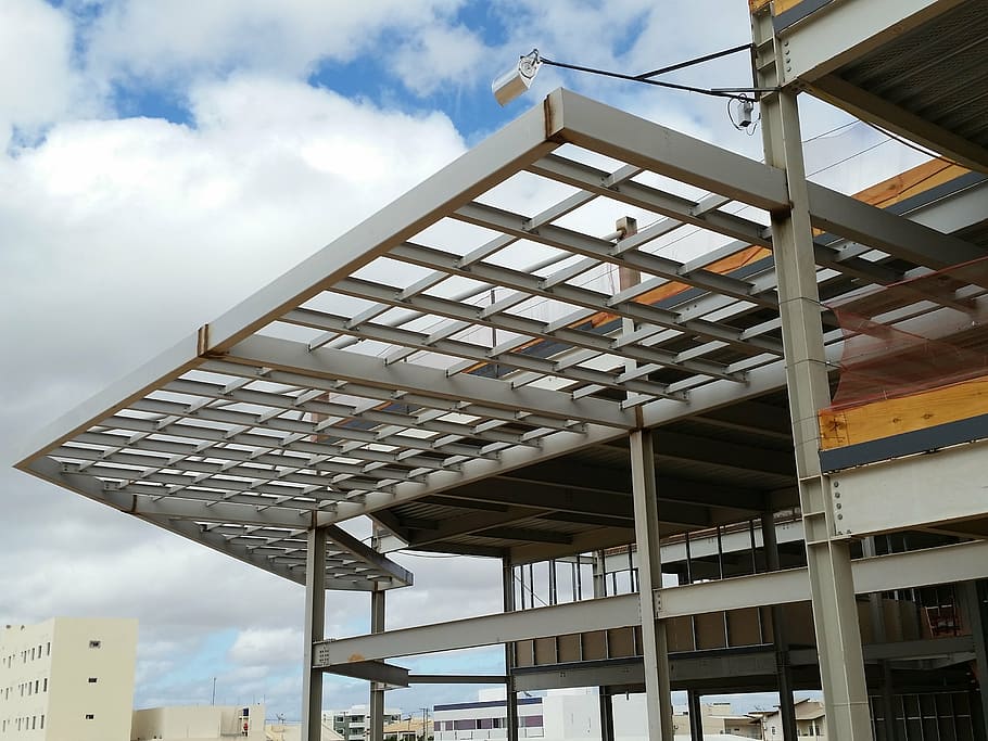 building, metal structures, metallic, marquise, work, steel frame HD wallpaper