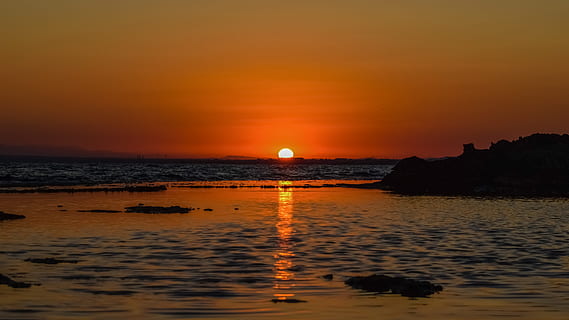 sun, sunset, summer, nature, sunlight, landscape, orange, sunshine HD wallpaper