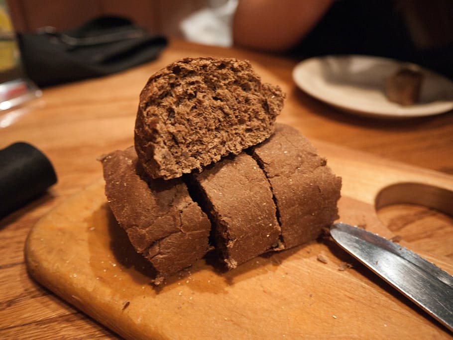 bread, knife, brown, food, healthy, board, fresh, meal, loaf HD wallpaper