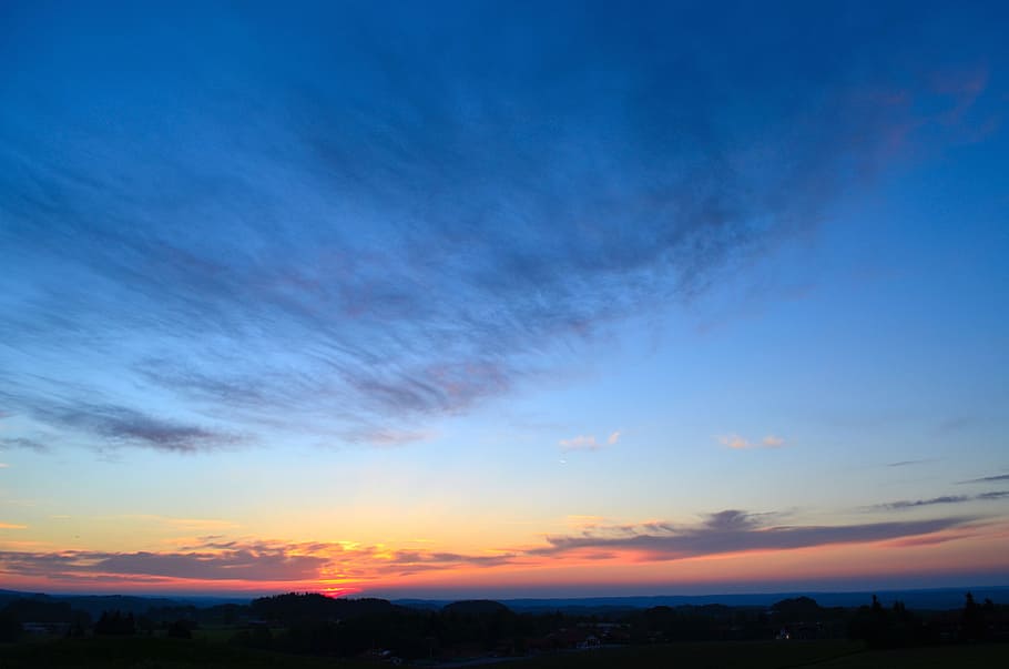 Sunset, Bavaria, Clouds, Outdoors, sky, scenic, tranquil, stratosphere HD wallpaper