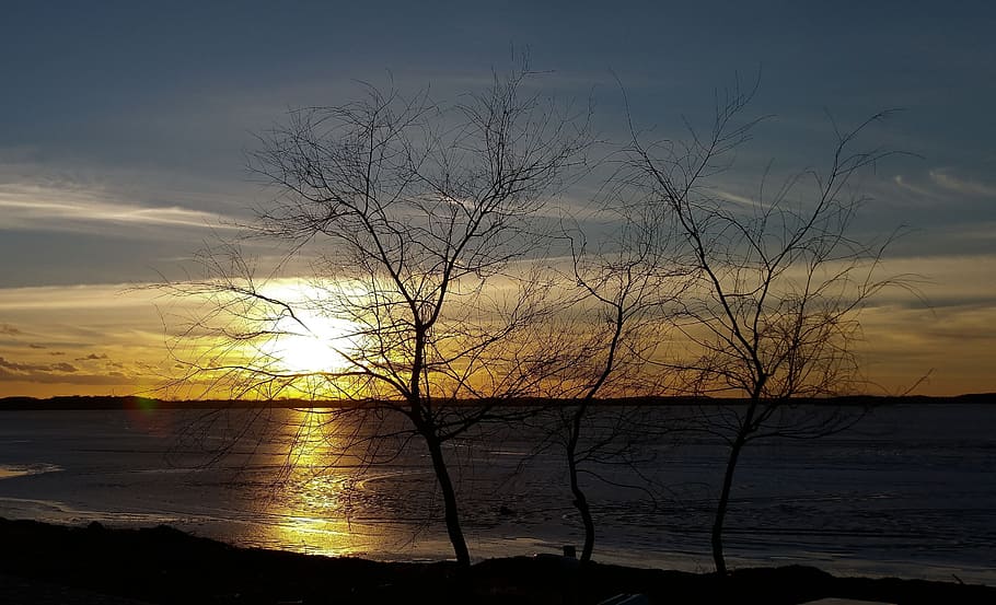 Lakeland, Masuria, Evening, Landscape, sunset, tree, clouds, HD wallpaper
