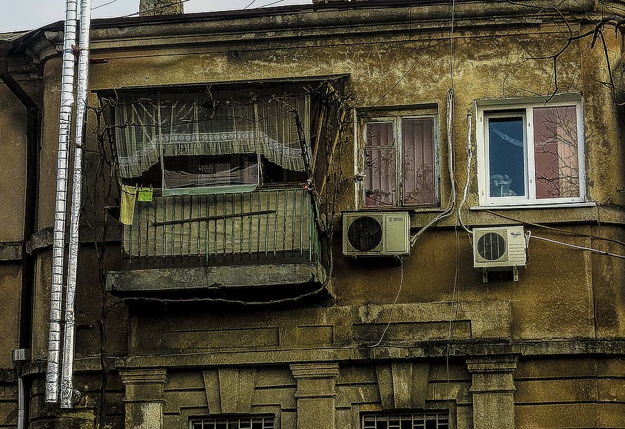 balcony, window, house, wall, pipe, wire, architecture, built structure HD wallpaper