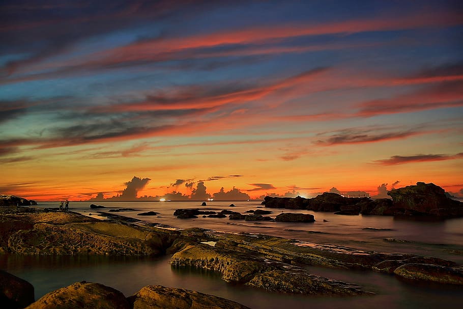 beach, dawn, dusk, ocean, outdoors, sea, seascape, seashore HD wallpaper