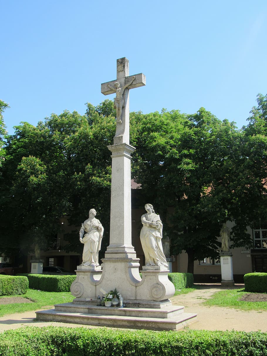 nitrify, slovakia, monument, cross, sculpture, human representation HD wallpaper