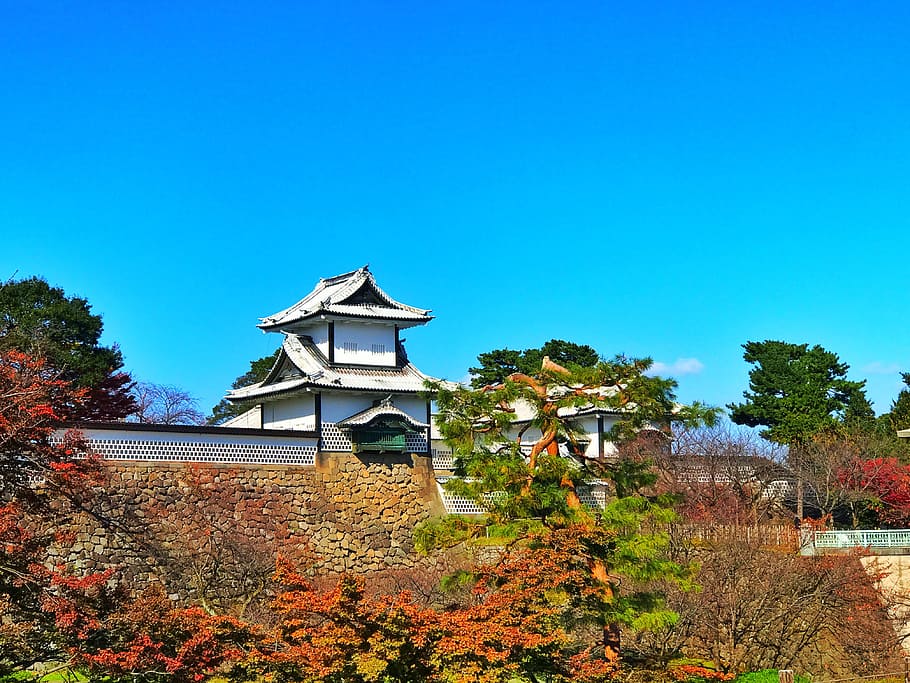 Japan, Landscape, kenrokuen park, kanazawa, ishikawa, red leaves, HD wallpaper