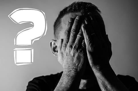 grayscale photography of man covering his face with his hands HD wallpaper