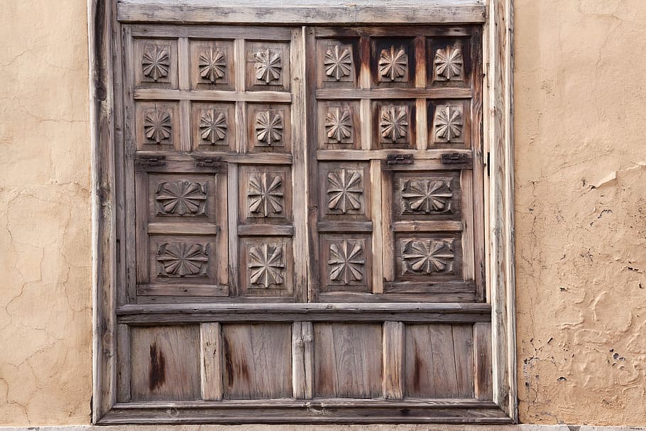 Window, Substructure, Wood, Decorated, turned, old, antique HD wallpaper