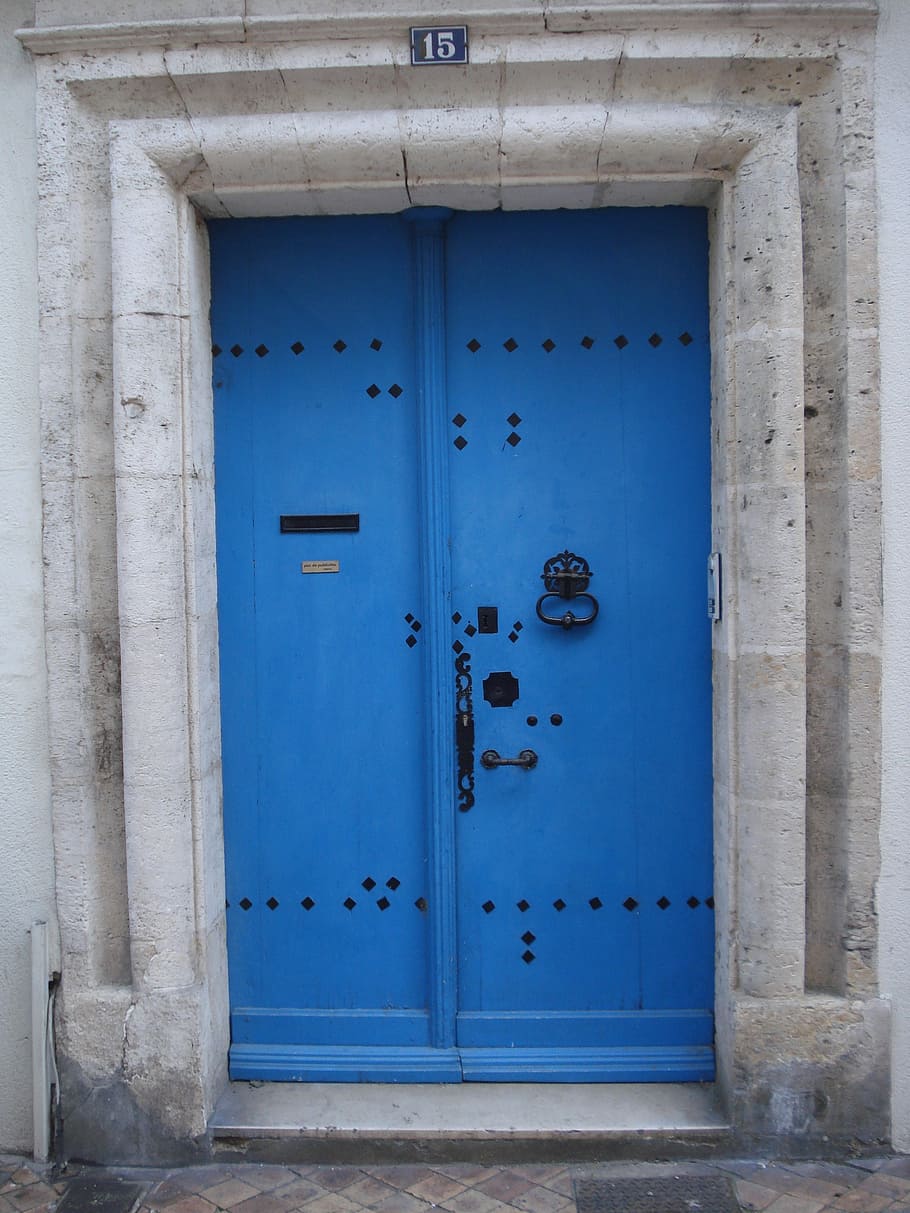 door, entry, blue, heritage, decorating outside, wooden door HD wallpaper