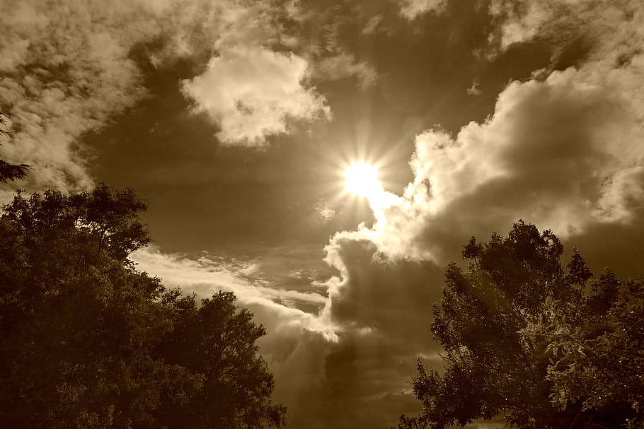 Clouds, Cumulus, Sun, Sunrays, sky, heaven, biblical, clouds sky HD wallpaper