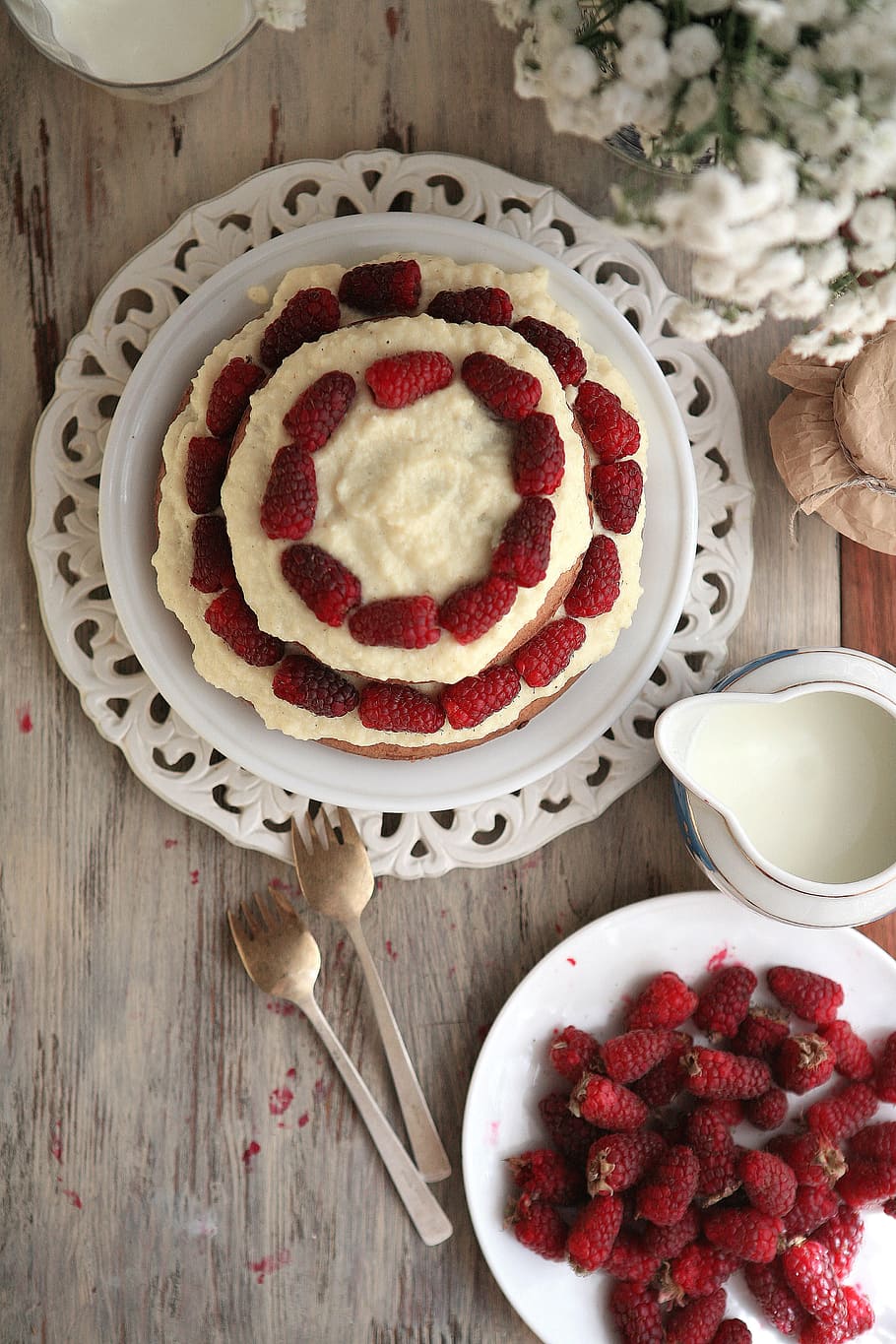 Raspberry, Cake, Baking, Sweet, Custard, dessert, summer, beauty HD wallpaper