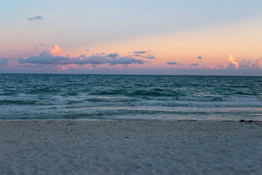 seashore with sea during golden hour, panorama photography of sea during golden hours HD wallpaper