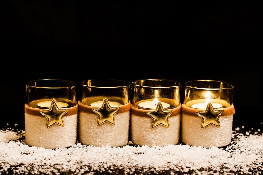 several glasses, second advent, 2, candlelight, first candle HD wallpaper