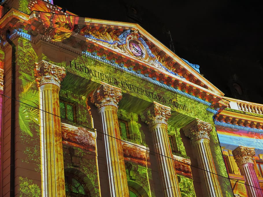 bucharest, holidays, light, built structure, architecture, low angle view HD wallpaper