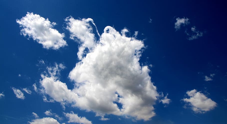 cloud, sky, white, fluffy, blue, nature, weather, outdoors HD wallpaper