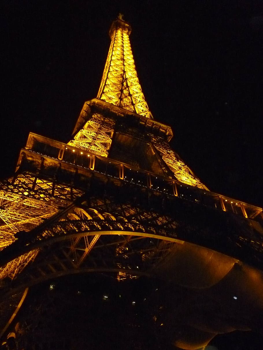 eiffel tower, paris, monument, night, lights, colorful, symbol HD wallpaper