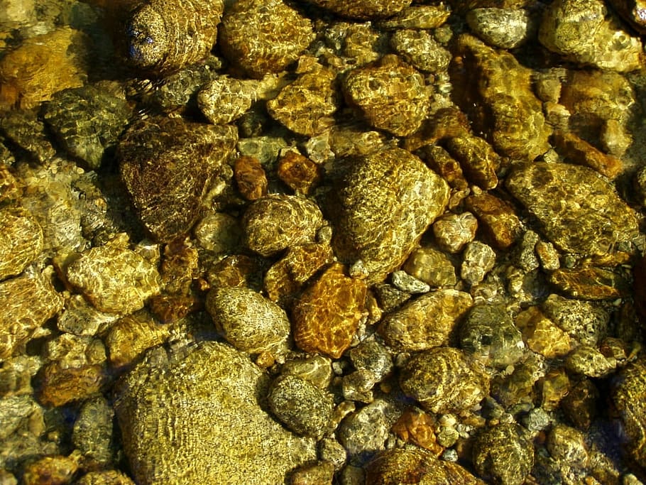 Pebble, Water, River, Textures, Stone, background, full frame HD wallpaper