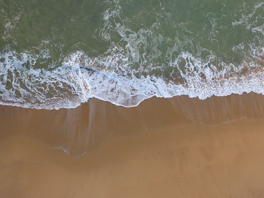 bird's eye photography of beach shore, high angle photography of seashore HD wallpaper