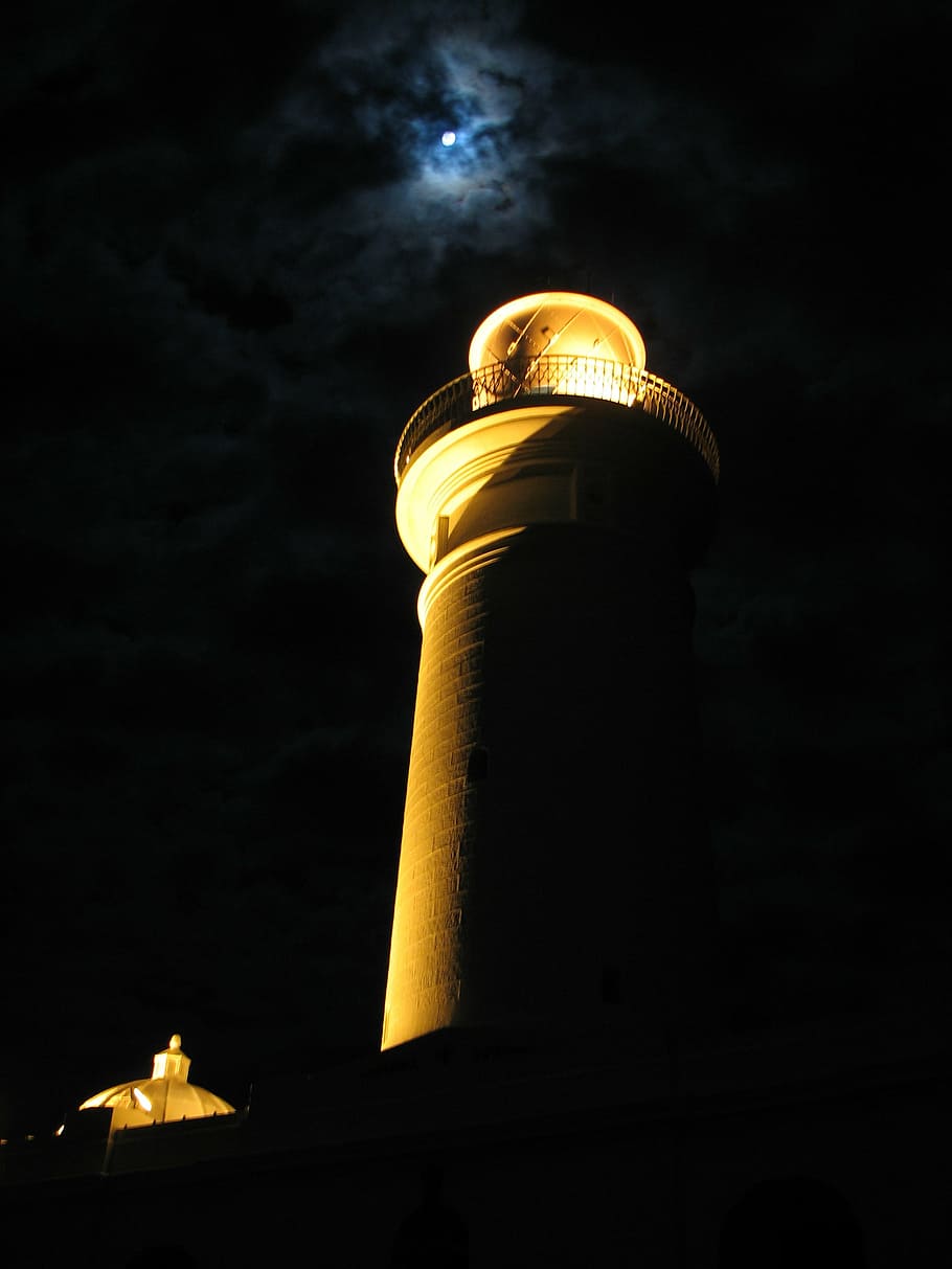 macquarie lighthouse, australia, sydney, harbor, full moon, HD wallpaper