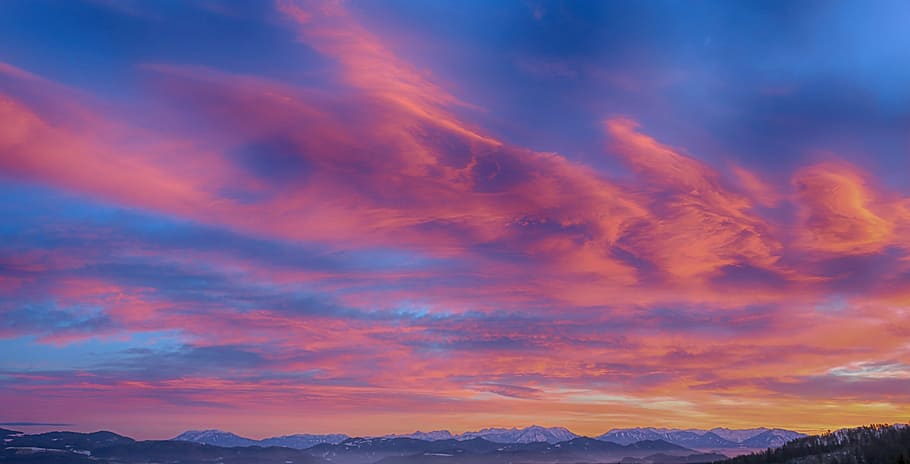 sunset, dawn, nature, dusk, evening, sky, bright, landscape HD wallpaper