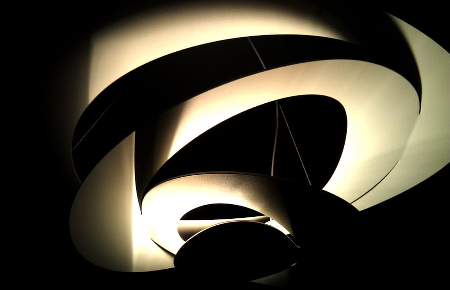 mod, shapes, circle, lamp, shadow, abstract, dark, light, illuminated HD wallpaper