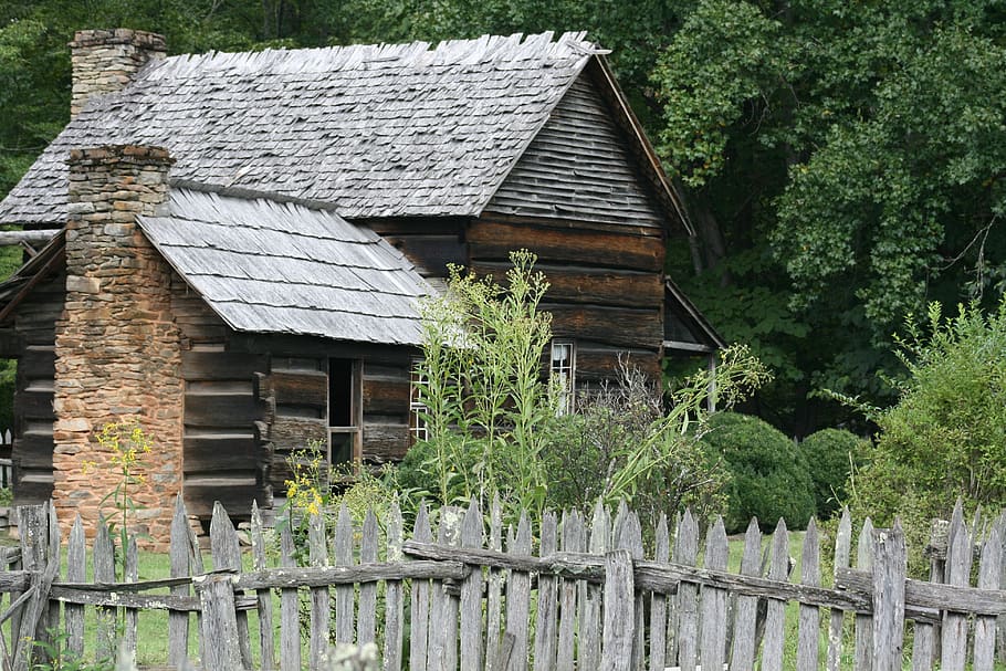 cabin, frontier, log, vintage, rustic, wood, rural, antique