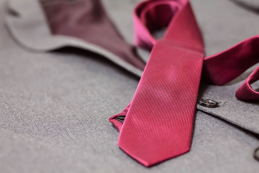 red necktie on gray blazer, clothing, suit, fashion, elegant, HD wallpaper