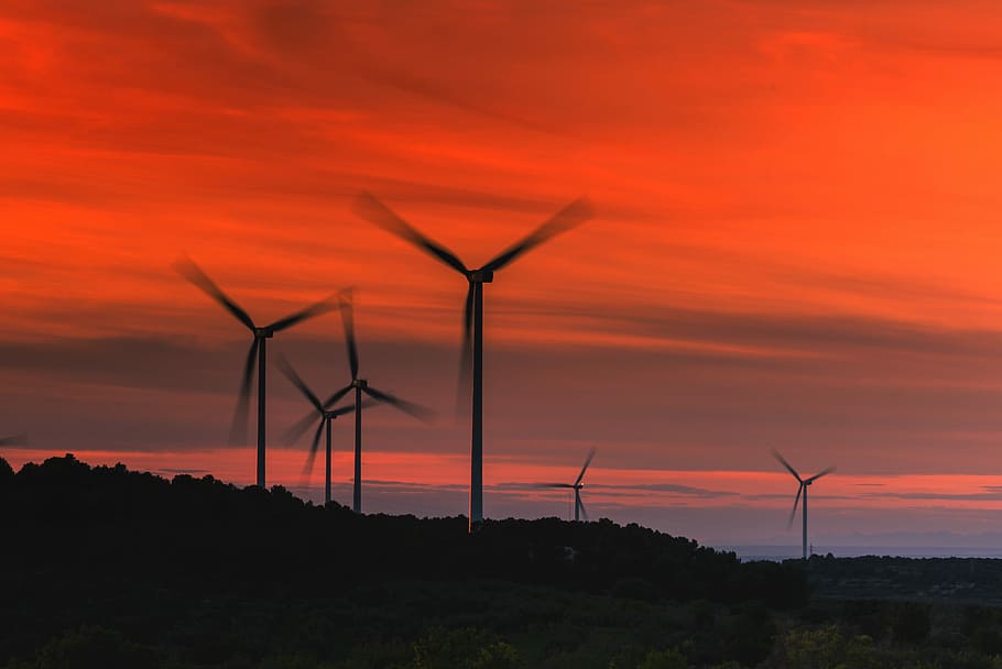 Windmill, Wind Turbine, Turbine, Power, sunset, generator, renewable HD wallpaper