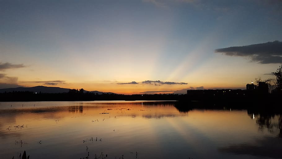 park, sunset, light, lake, sky, water, reflection, scenics - nature HD wallpaper