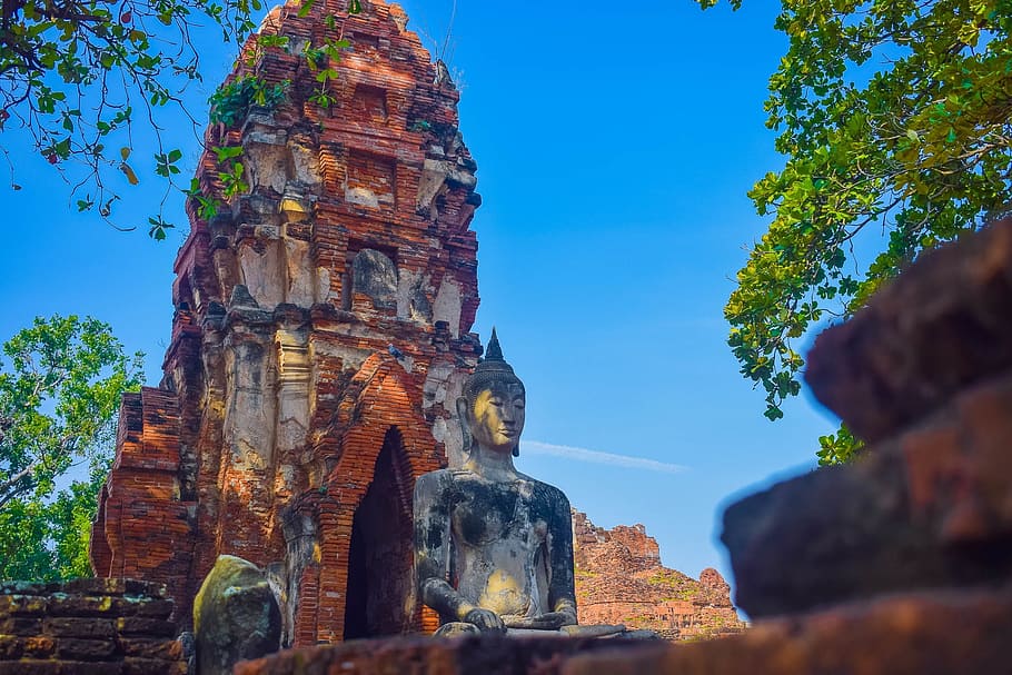 ayutthaya historical park, old city, ancient siam, religion, HD wallpaper