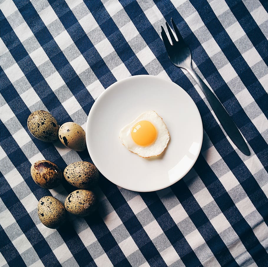 Funny quail egg breakfast, easter, eggs, healthy, top view, food