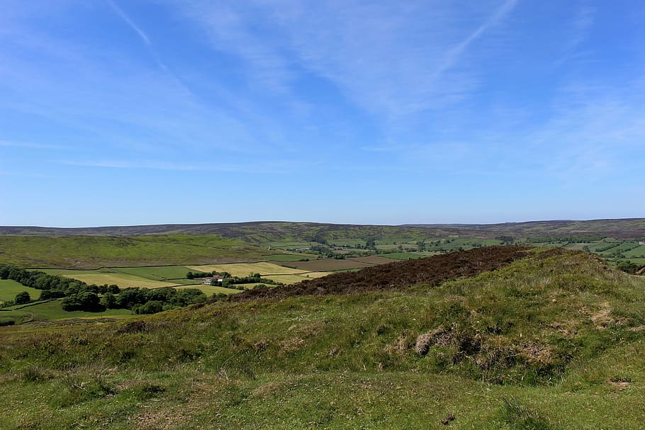 yorkshire moors, england, landscape, blue sky, uk, nature, north