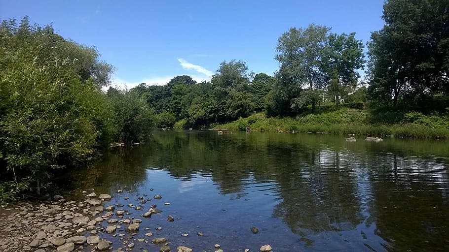 River, Slow, Clam, Rocks, Summer, still, wales, water, reflection HD wallpaper