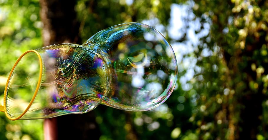 soap bubble, huge, large, make soap bubbles, wabbelig, iridescent HD wallpaper