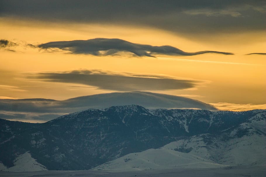 mountains covered with snow, highland, cloud, sky, summit, ridge HD wallpaper