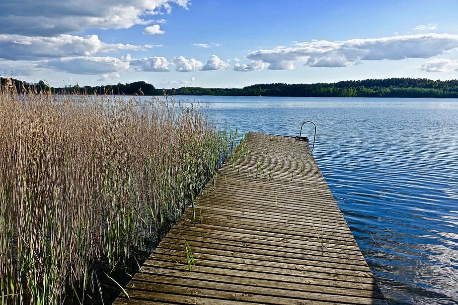 perspective, pier, lake, landscape, scenic, scenery, outdoors HD wallpaper