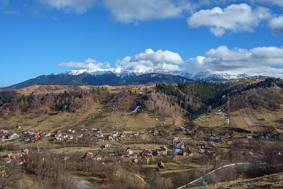 brasov, cityscape, transylvania, panorama, mountain, cloud - sky