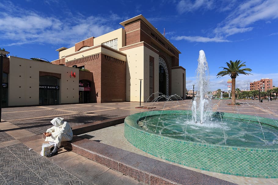 morocco, marrakech, station, railway, fountain, water, architecture HD wallpaper