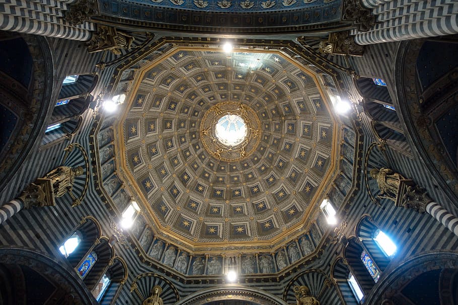 low angle photography of architecture roof, dom, siena, marble HD wallpaper