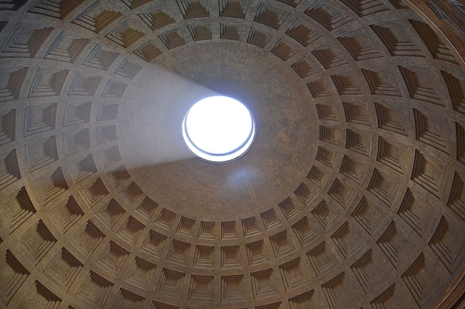 building dome interior, beige concrete ceiling, grey, center HD wallpaper