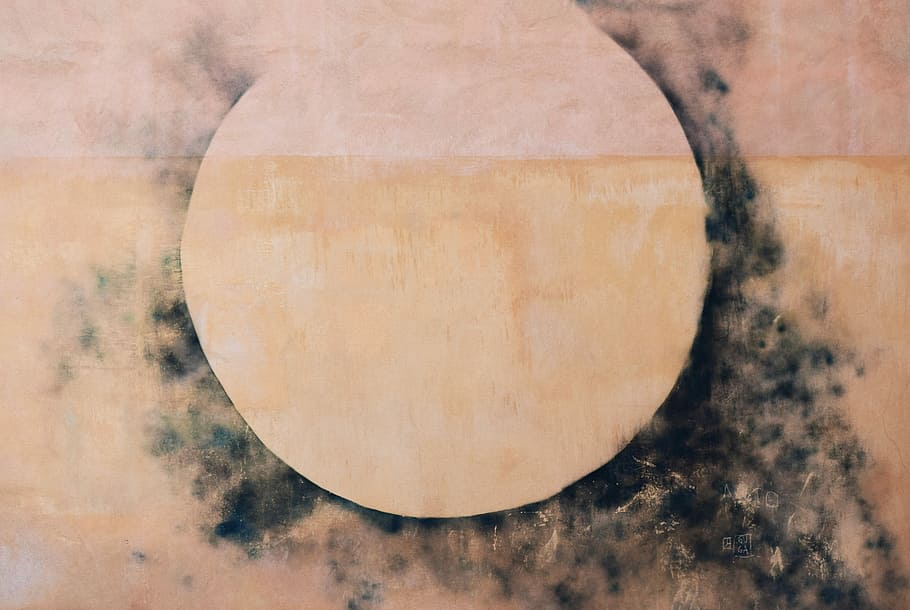 brown and black abstract artwork, wall, circle, design, minimal HD wallpaper
