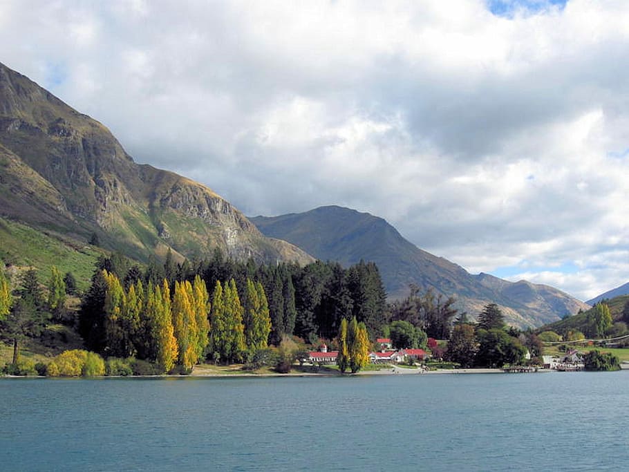 Lake, Mountains, Trees, Scenic, Scenery, trees scenic, landscape HD wallpaper