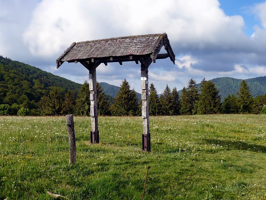 france, landscape, mountains, forest, trees, field, sky, clouds HD wallpaper