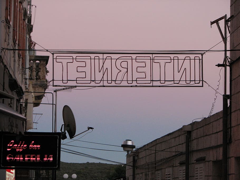 Internet, Ironic, Wire, Croatia, Sunset, hightech, text, neon HD wallpaper