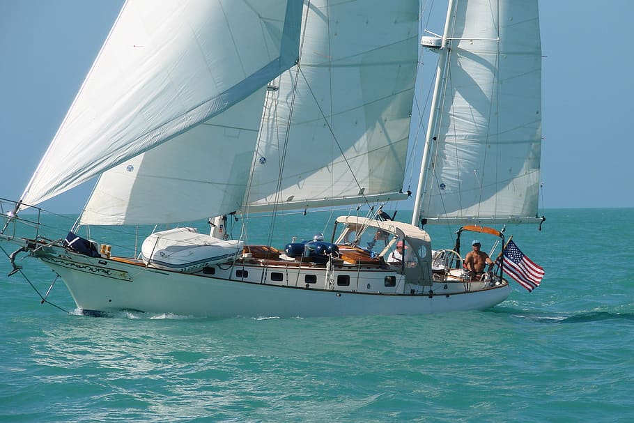 sailboat, cutter, sails, nautical vessel, sea, water, transportation HD wallpaper