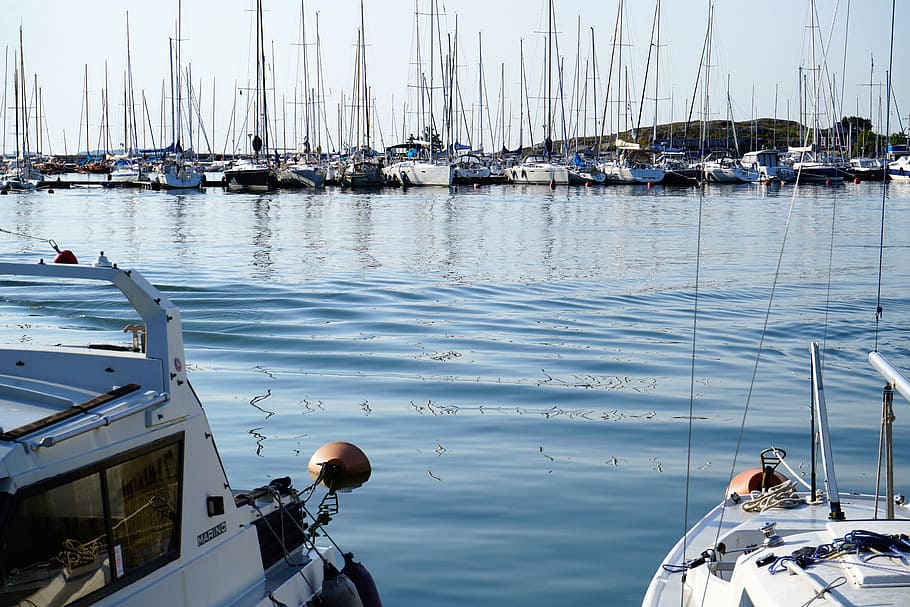marina, waves, reflections, nautical vessel, water, mode of transportation HD wallpaper