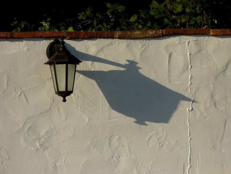 lantern, wall, shadow, garden, sunlight, nature, day, no people HD wallpaper