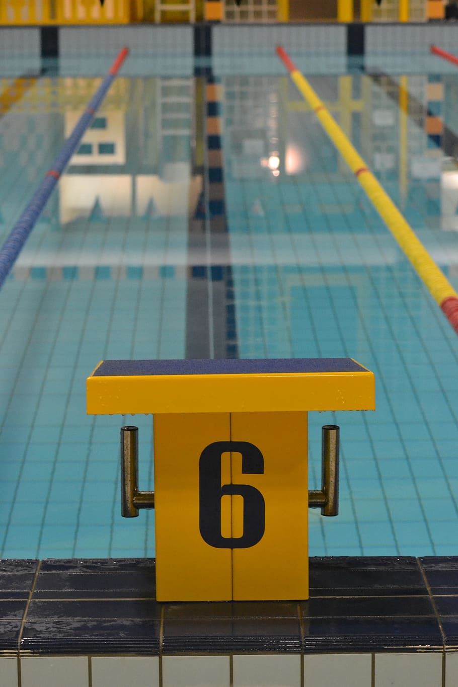 pool, block, six, line, yellow, swimming pool, communication HD wallpaper